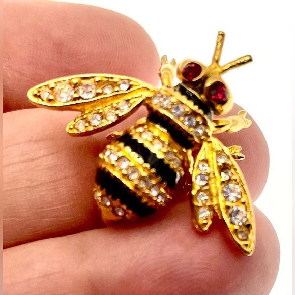 Signed MMA British Collection 24K Gold Plated Faberge Bumble Bee Brooch Pin - Picture 6 of 11